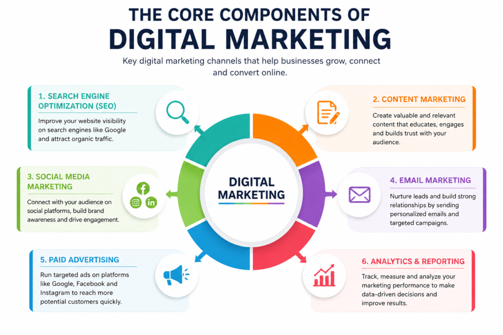 the core components of digital marketing