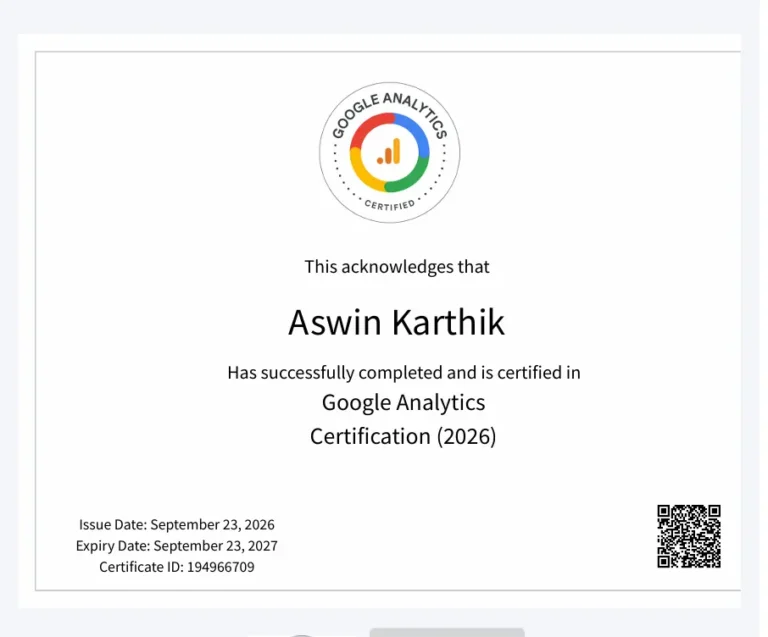 google-analytics-certification-best-freelance-digital-marketer-in-thrissur